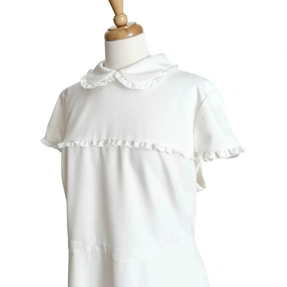 Gal Meets Glam Plus Size Emma Ruffle Trim Above Knee Dress White Size 20 NWT - Picture 8 of 12